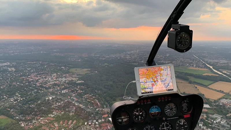 Ansicht aus dem Cockpit des Helikopters