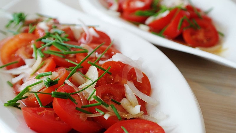 Schale mit garnierten Tomaten vom Kochkurs in Dresden