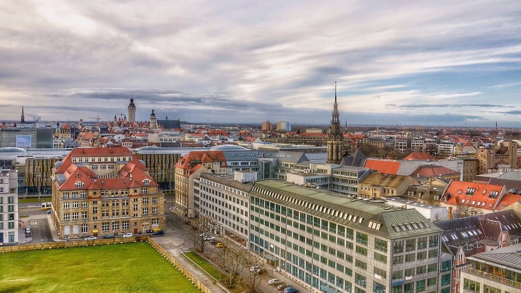 Ansicht von Leipzig mit dem Flugzeug