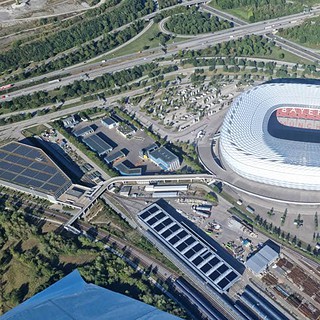 Die Allianz Arena in München aus der Vogelperspektive. - Rundflug im Sportflugzeug