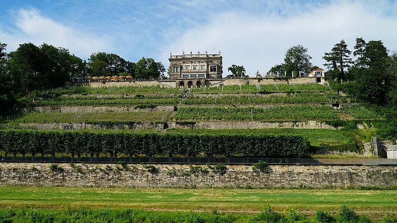 Zu sehen ist ein Schloss in Dresden an der Elbe